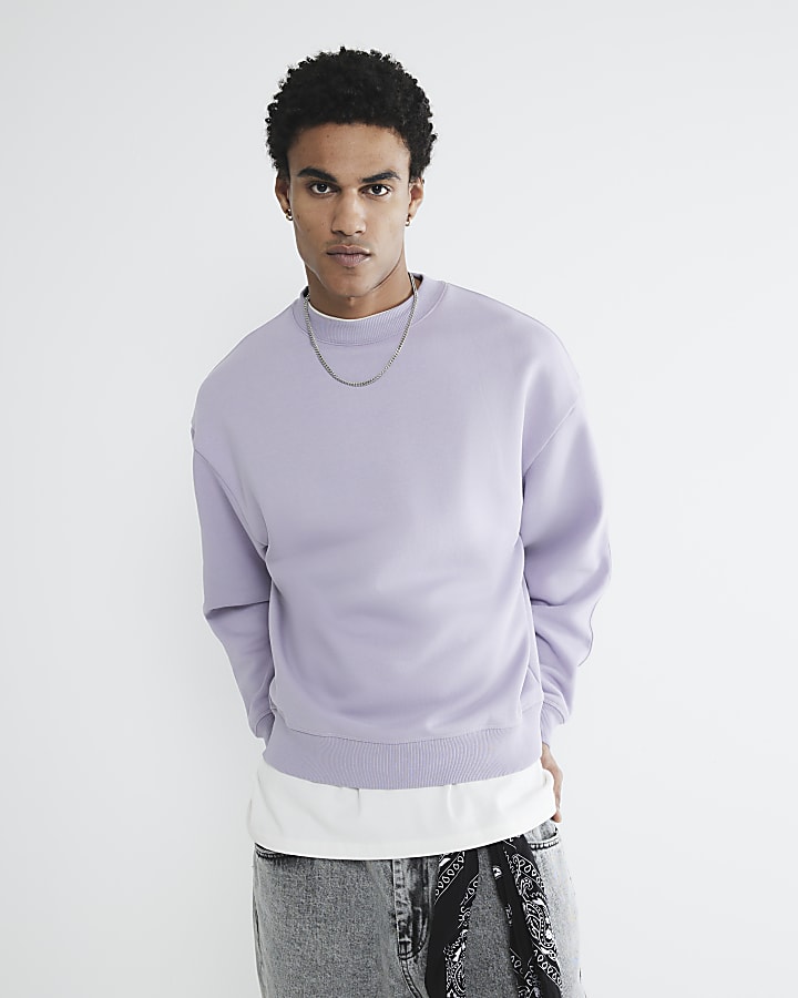 Purple Oversized Essentials Sweatshirt