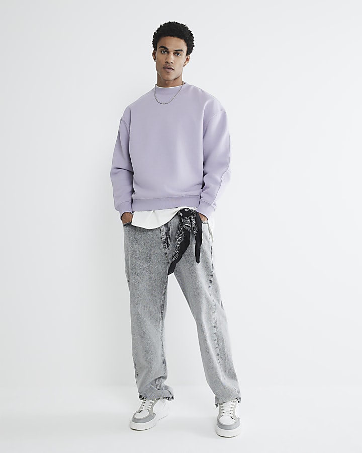 Purple Long Sleeve Essentials Sweatshirt