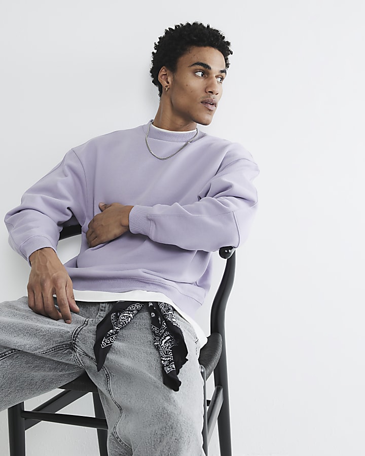 Purple Long Sleeve Essentials Sweatshirt