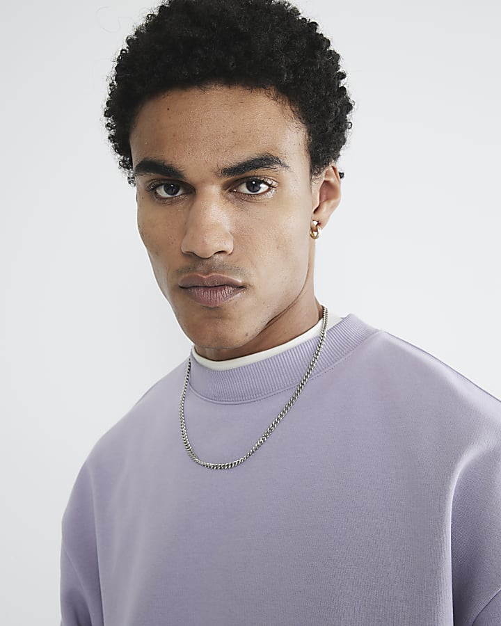 Purple Long Sleeve Essentials Sweatshirt