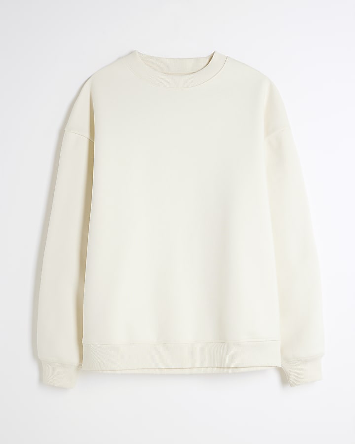 White Oversized Long Sleeve Sweatshirt