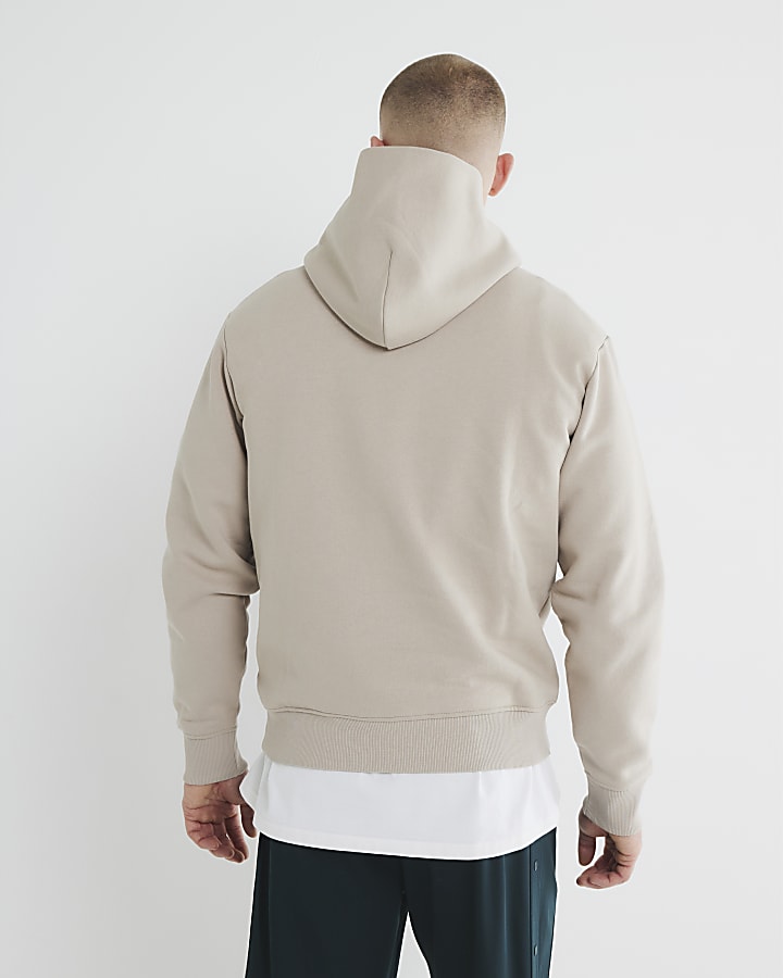 Beige Regular Fit Long Sleeve Hoodie