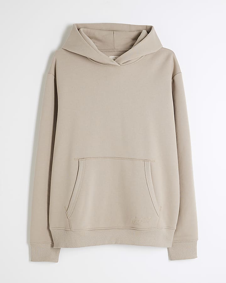 Beige Regular Fit Long Sleeve Hoodie