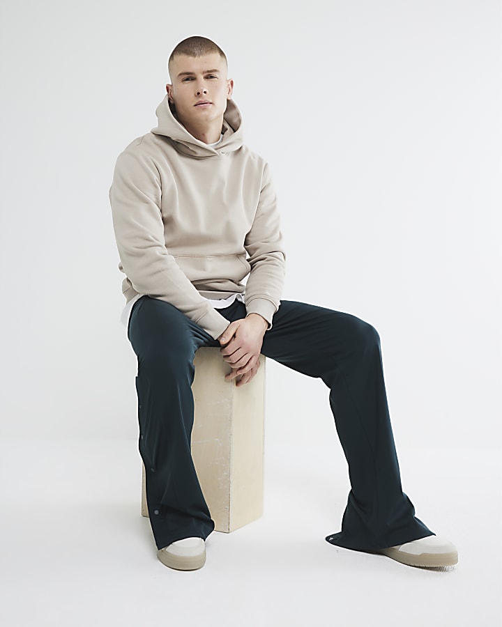 Beige Regular Fit Long Sleeve Hoodie