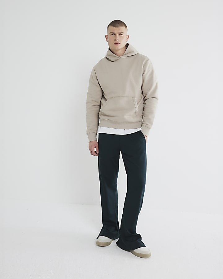 Beige Regular Fit Long Sleeve Hoodie
