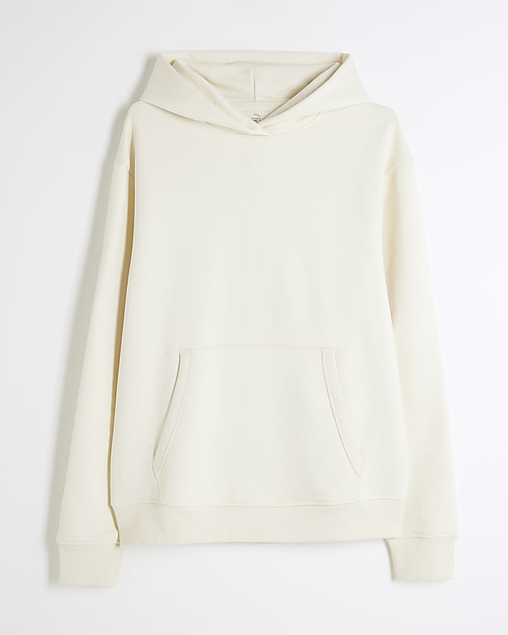 White Regular Fit Long Sleeve Hoodie