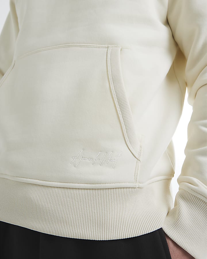 White Regular Fit Long Sleeve Hoodie