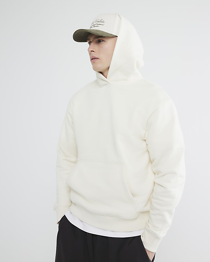 White Regular Fit Long Sleeve Hoodie