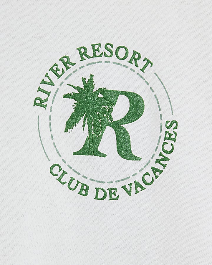 Beige Short Sleeve River Resort T-Shirt | River Island