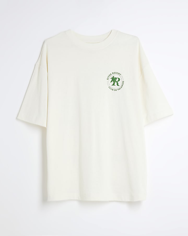 Beige Oversized River Resort T-Shirt