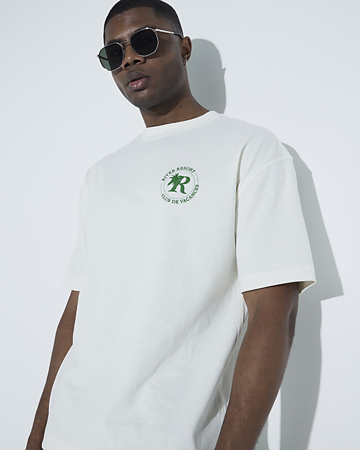 Beige Oversized River Resort T-Shirt