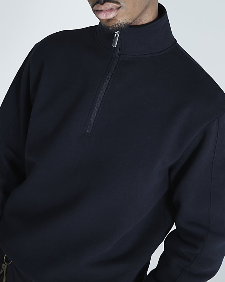 Black Regular Fit Funnel Sweatshirt
