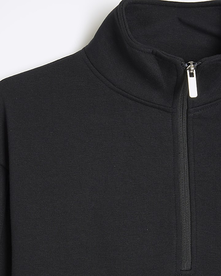 Black Regular Fit Funnel Sweatshirt