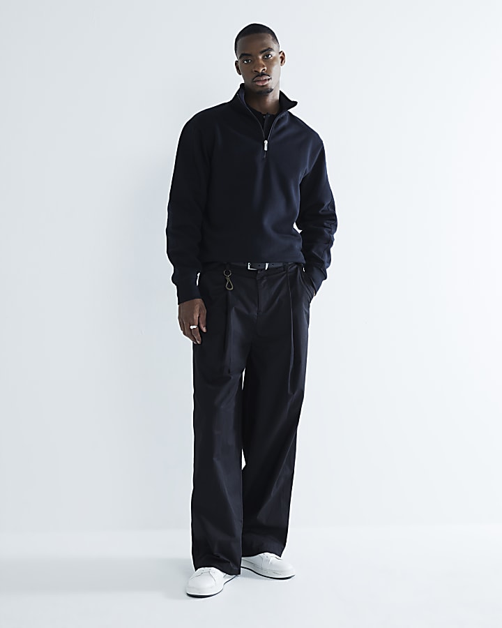 Black Regular Fit Funnel Sweatshirt