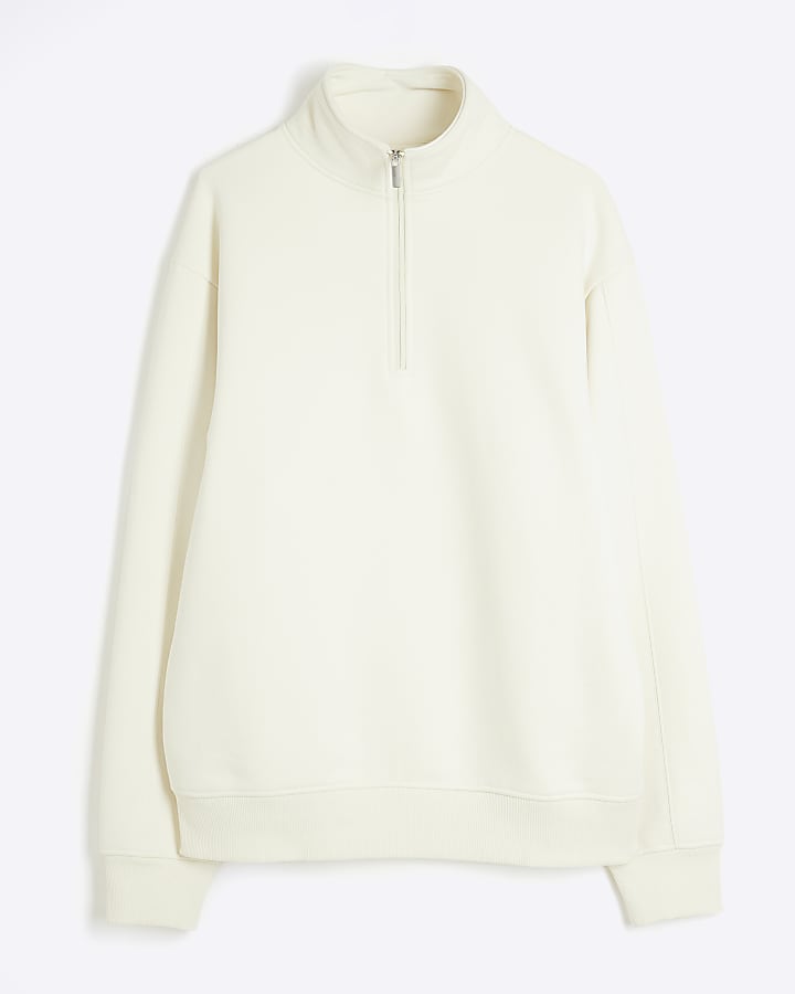 Beige Regular Fit Funnel sweatshirt