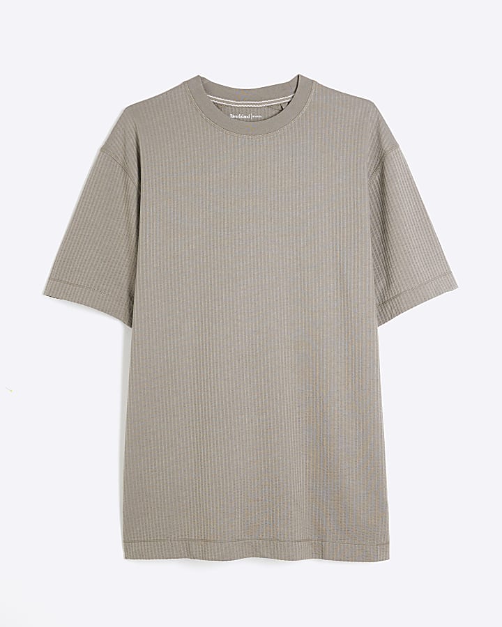 Stone Regular Fit Seersucker T-Shirt