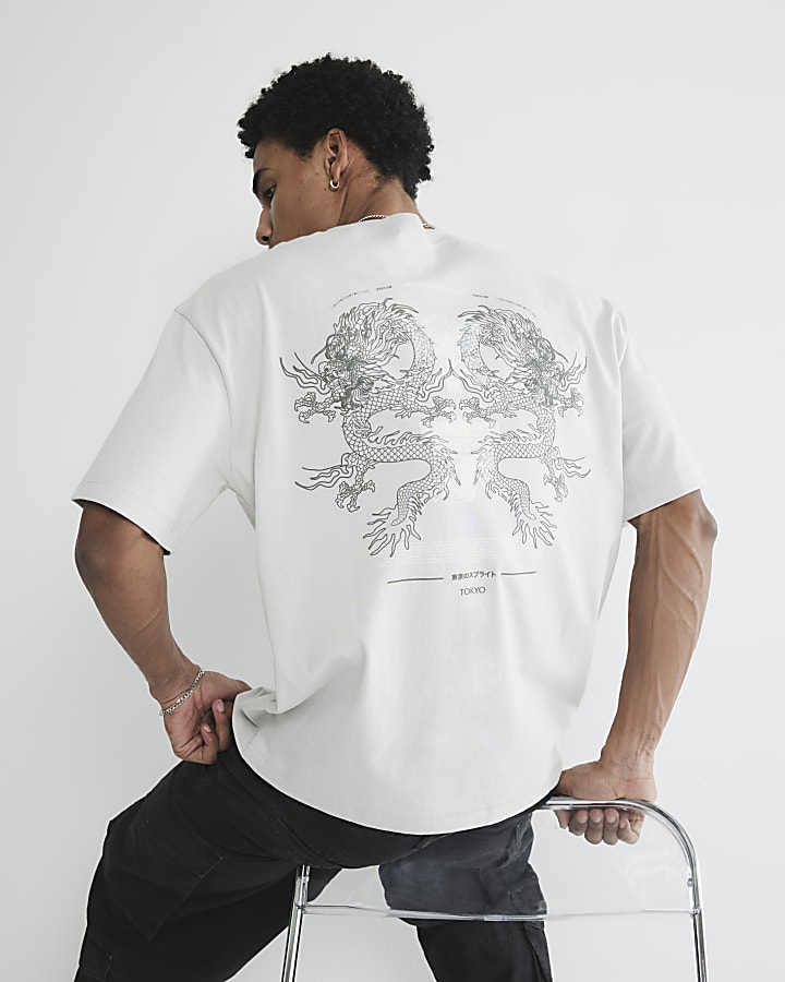 Grey Short Sleeve High Build Dragon T-Shirt