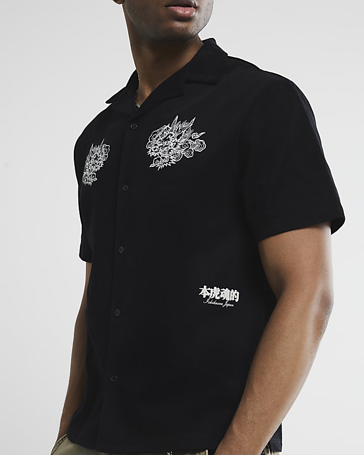 Black Japanese Snake Shirt