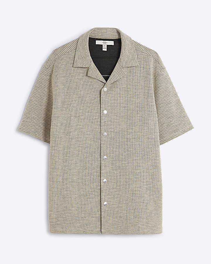 Beige Regular Fit Jacquard Polo Shirt