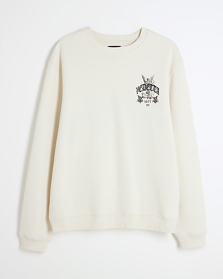 White Back Print Design Sweatshirt