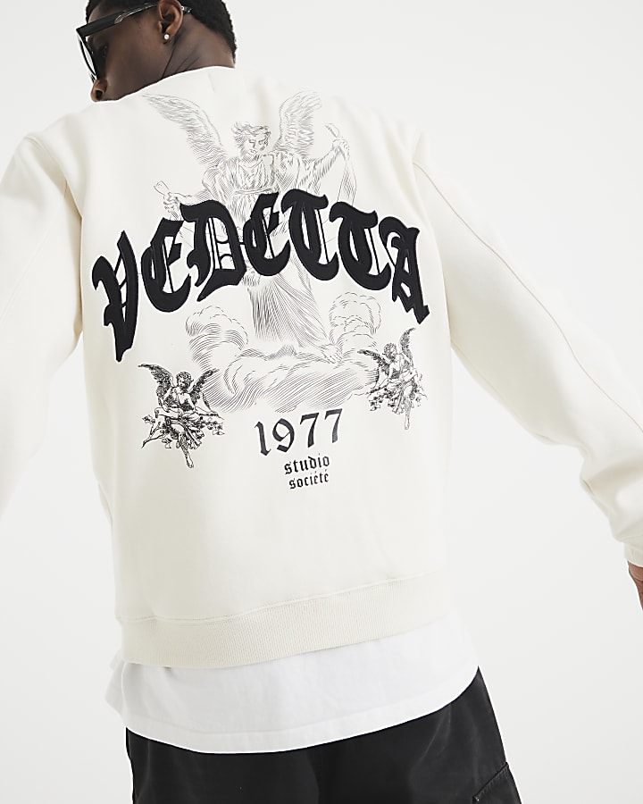 White Back Print Design Sweatshirt