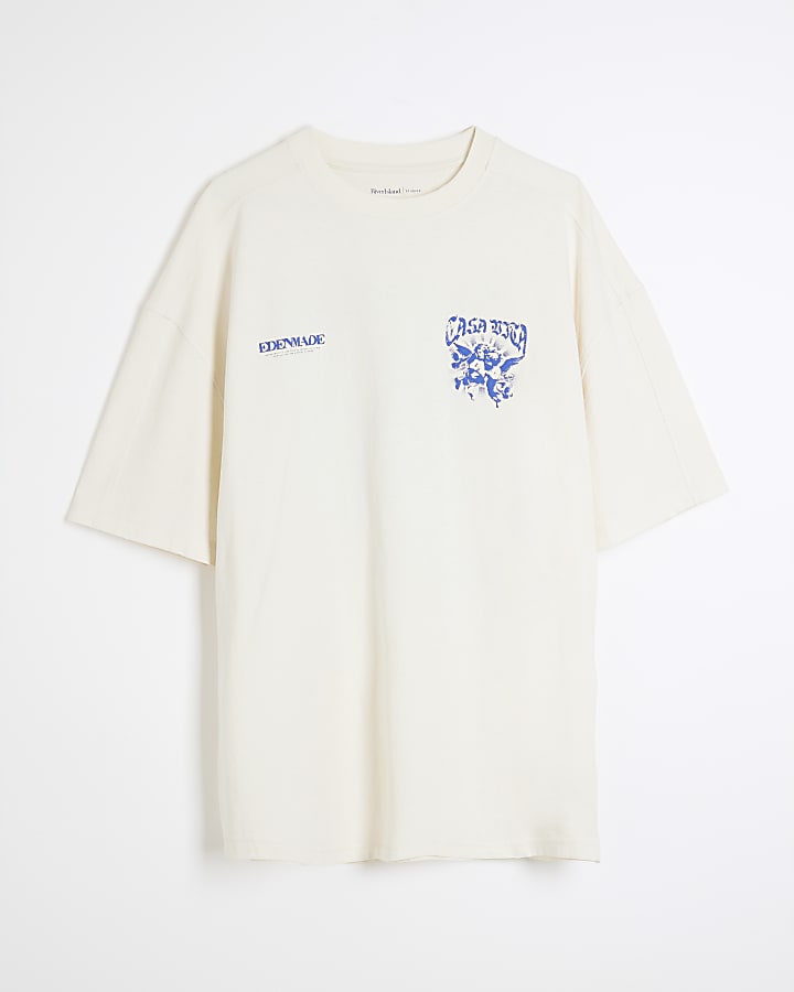 White Oversized Eden Made Gothic T-Shirt