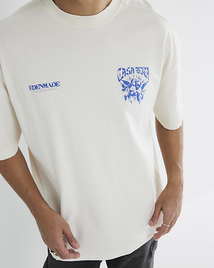 White Oversized Eden Made Gothic T-Shirt