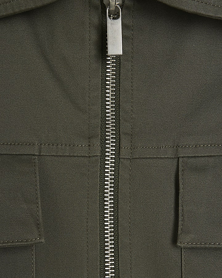 Khaki Regular Fit Zipped Overshirt