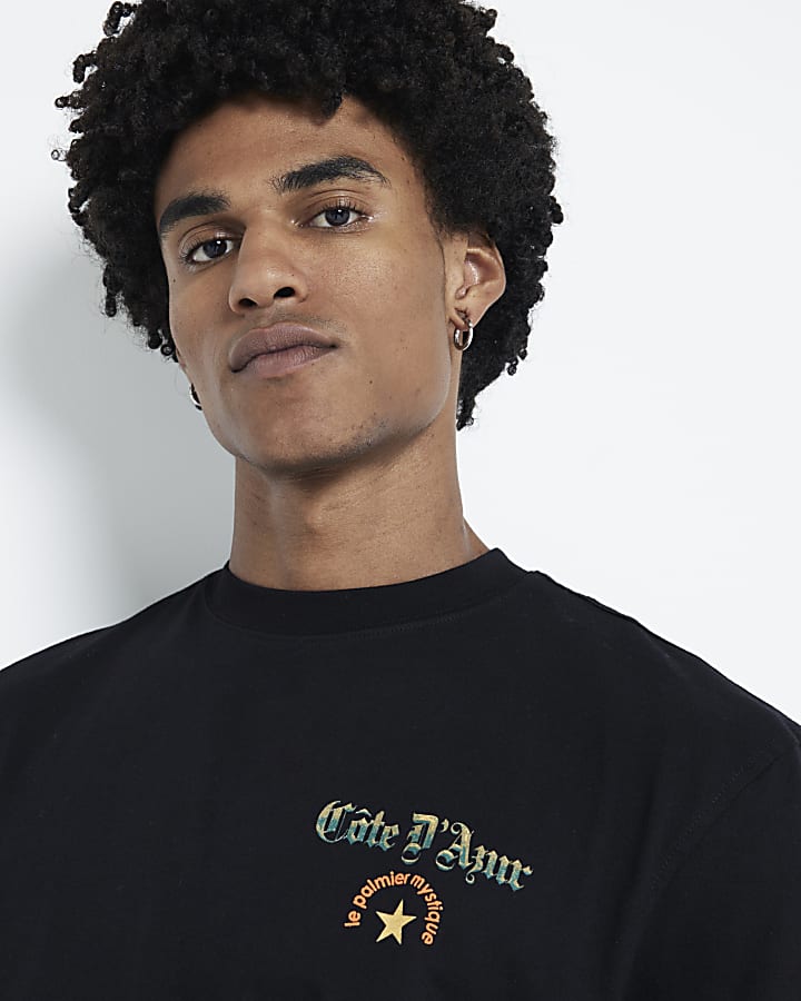 Black Cote D'Azure graphic back t-shirt