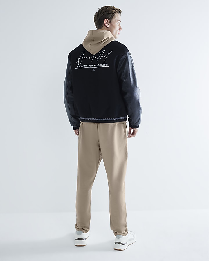 Beige Slim Fit Open Hem Joggers