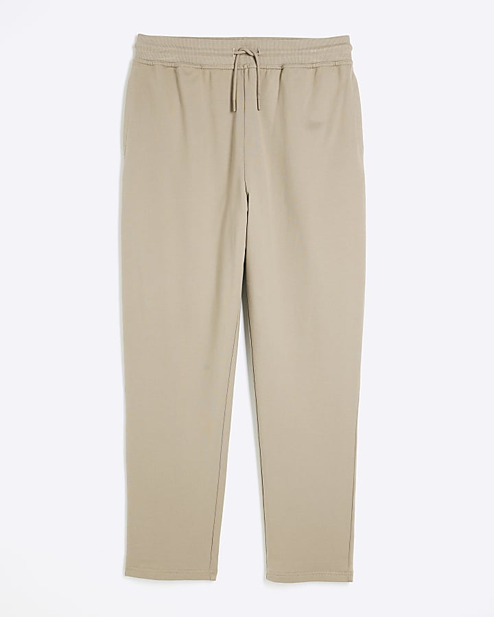 Beige Slim Fit Open Hem Joggers