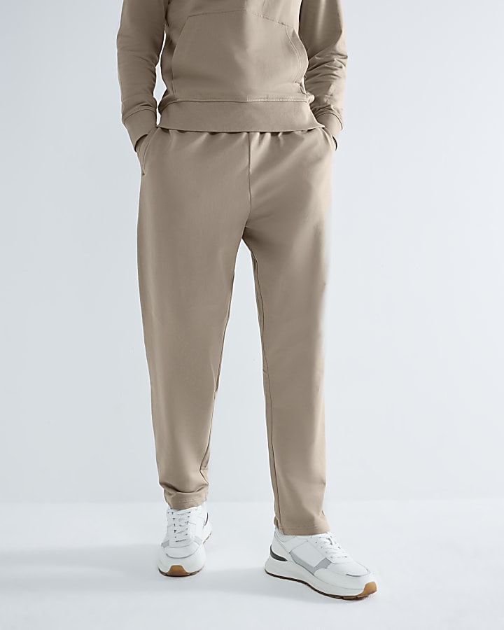 Beige Slim Fit Open Hem Joggers