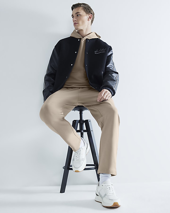 Beige Slim Fit Open Hem Joggers
