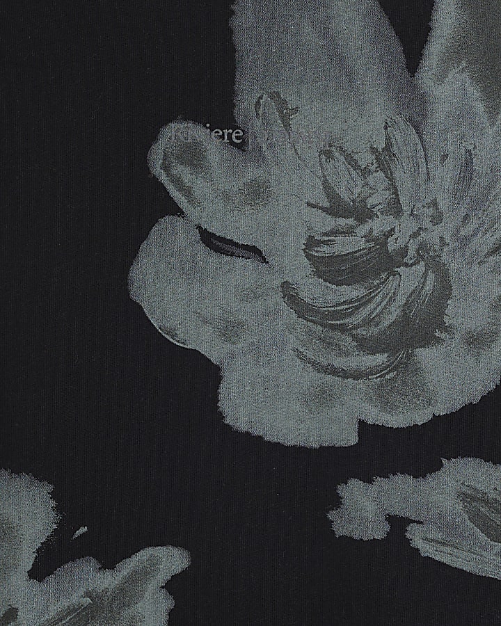 Black X Ray Floral Monochrome T-Shirt