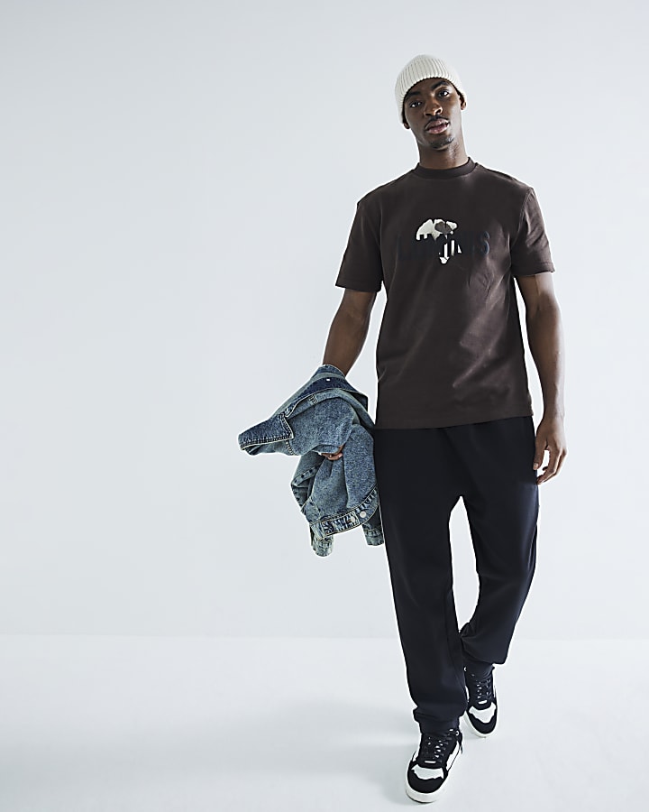 Brown Luminis Embossed Floral T-Shirt