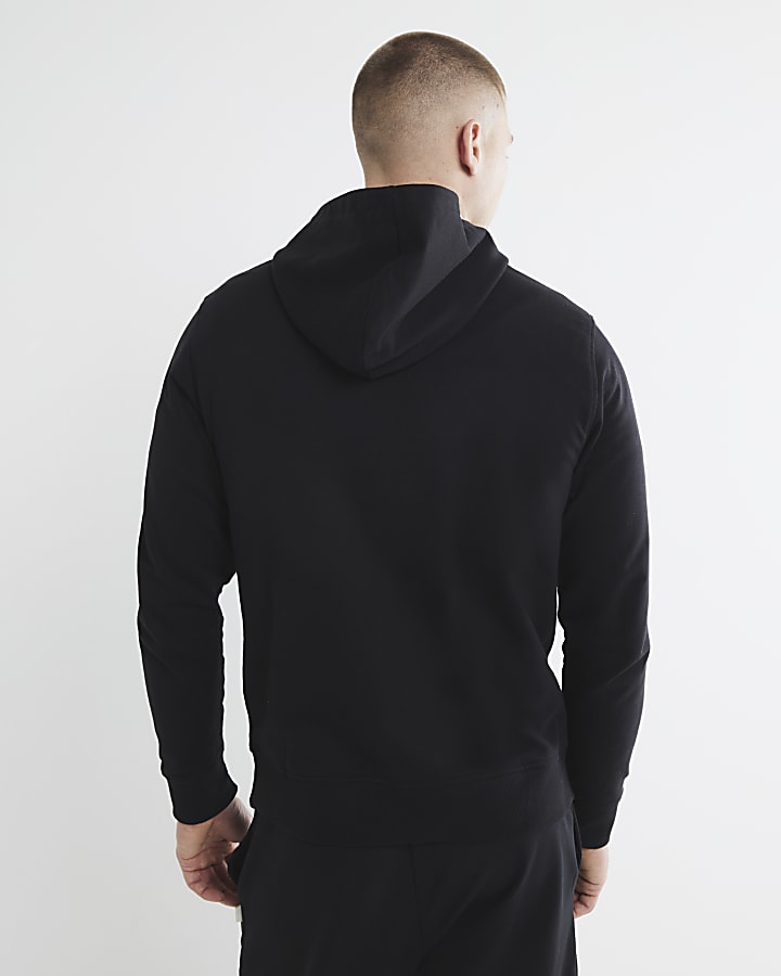 Black Slim Fit Long Sleeve Hoodie