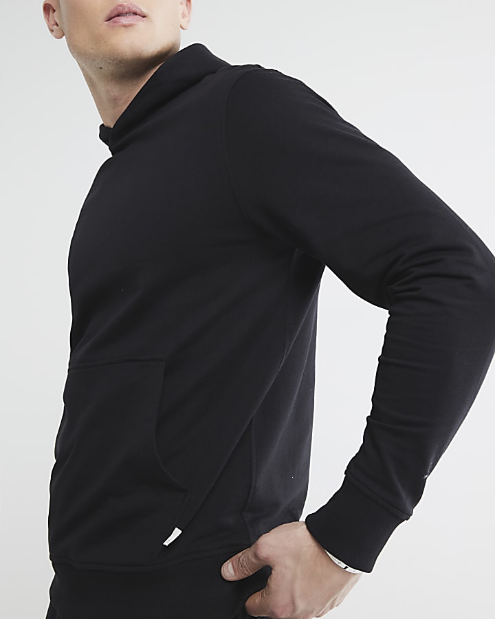 Black Slim Fit Long Sleeve Hoodie