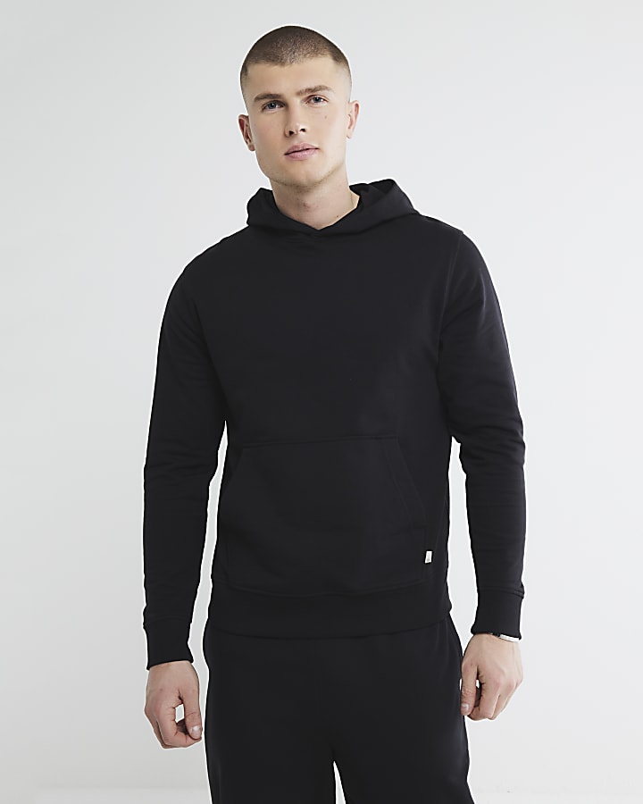 Black Slim Fit Long Sleeve Hoodie