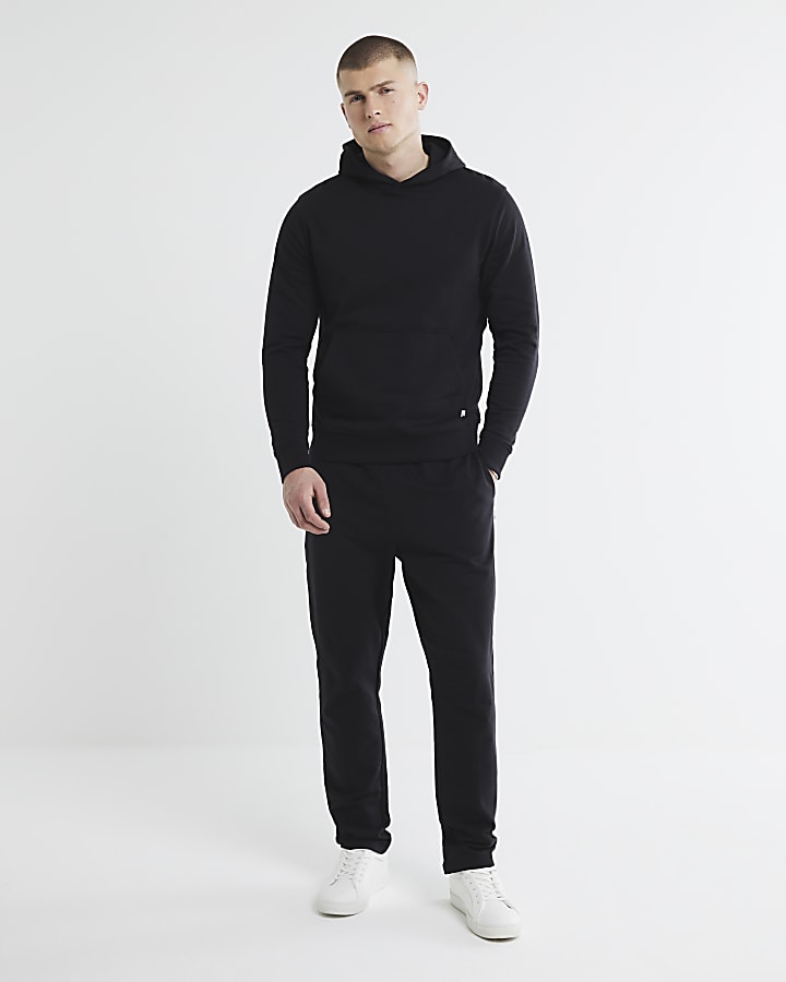 Black Slim Fit Long Sleeve Hoodie