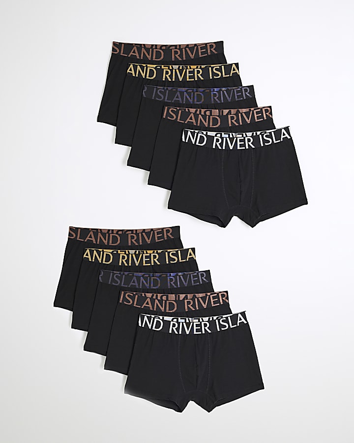 Black 10 Pack Multi Metallic RI Logo Boxers