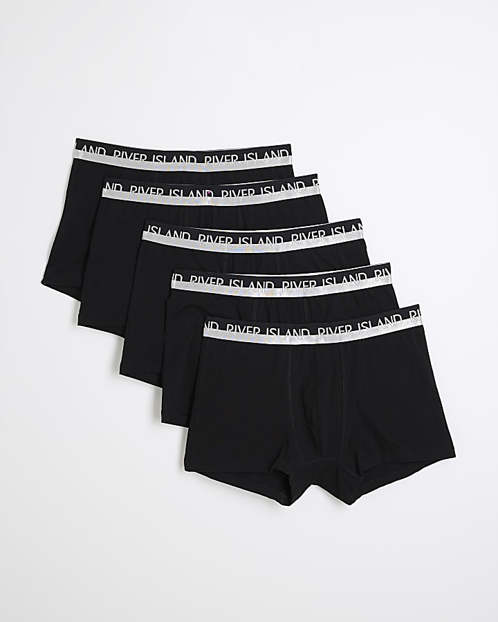 Black 10 Pack Cotton Stretch RI Trunks