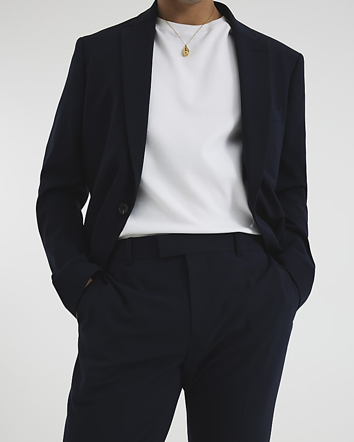 Navy Skinny Fit Suit Trousers