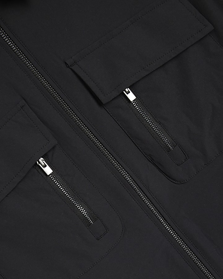 Black Utility Pocket Shacket