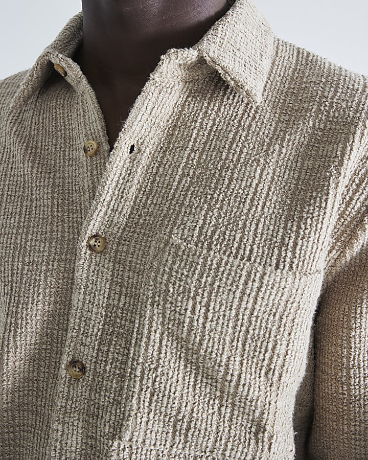 Stone Boucle Long Sleeve Shirt