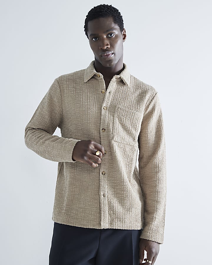 Stone Boucle Long Sleeve Shirt