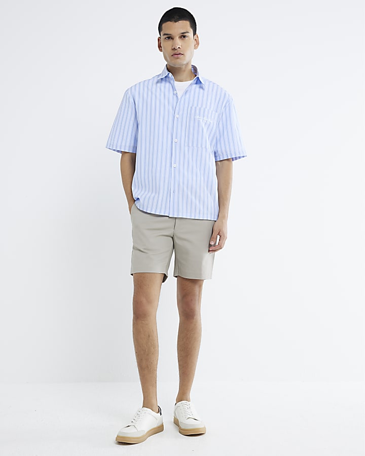 Beige Skinny Fit Chino Shorts