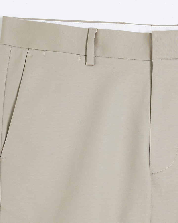 Beige Skinny Fit Chino Shorts