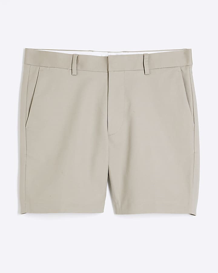 Beige Skinny Fit Chino Shorts