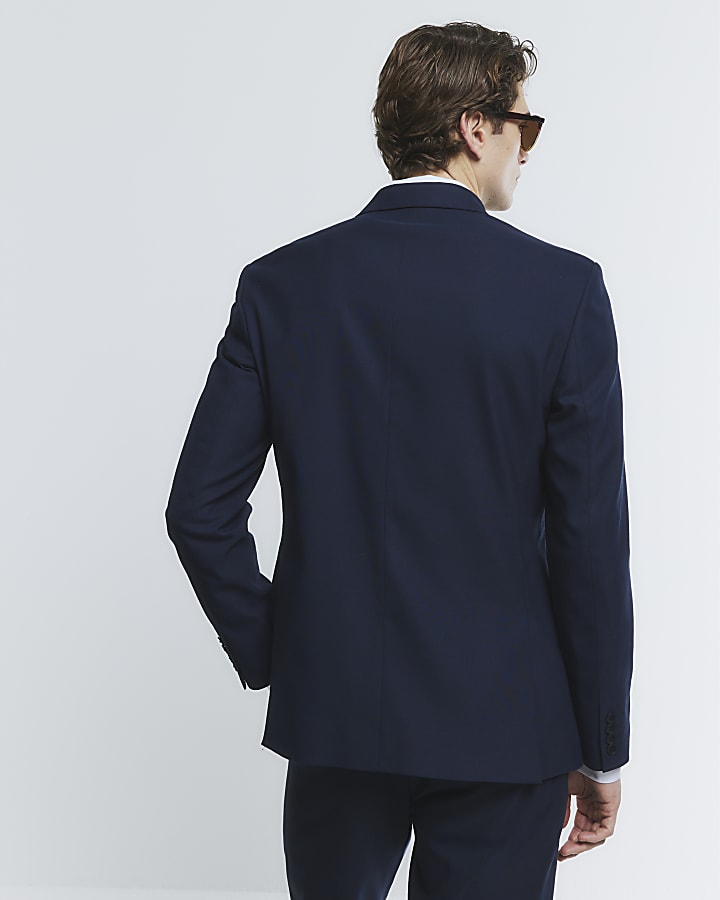 Navy Double Breasted Suit Jacket