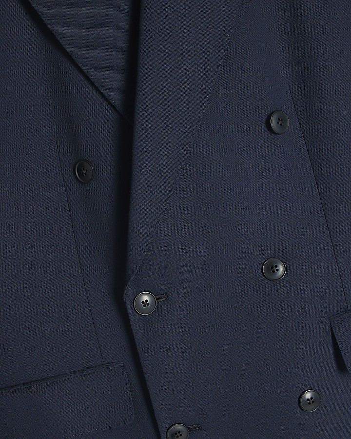 Navy Double Breasted Suit Jacket